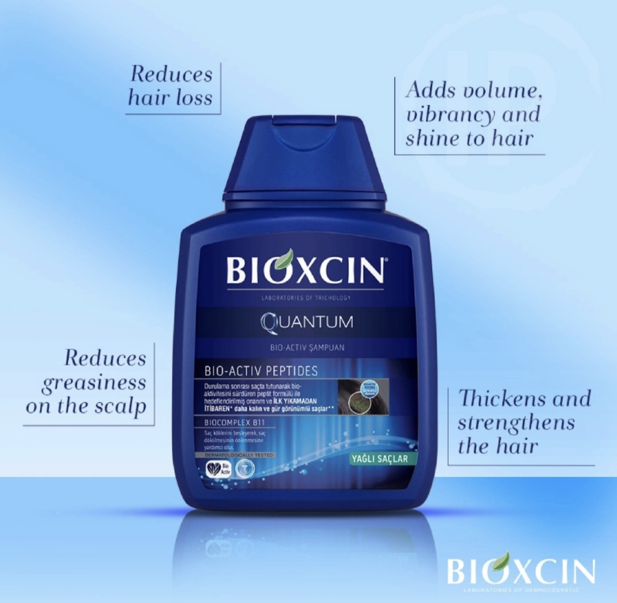 شامپو ضد ریزش بیوکسین کوانتوم برای موهای چرب 300 میل Bioxcin quantum