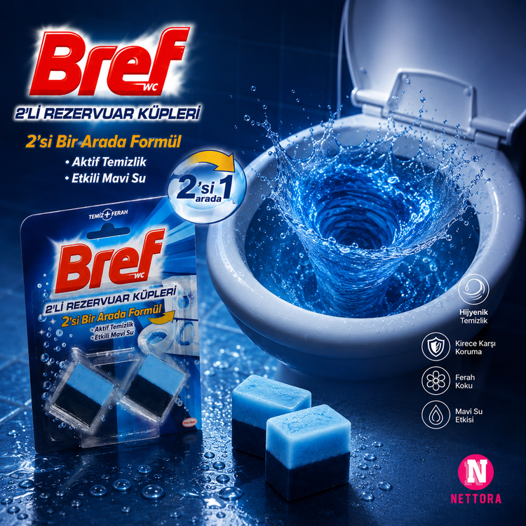 مکعب خوشبوکننده و تمیزکننده مخزن توالت فرنگی برف (Bref) 2 عددی