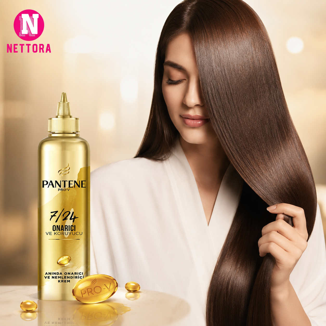 ماسک مو ترمیم‌کننده و محافظت‌کننده  برای موهای صاف پنتن Pro-V 7/24 (بدون نیاز به آبکشی)
