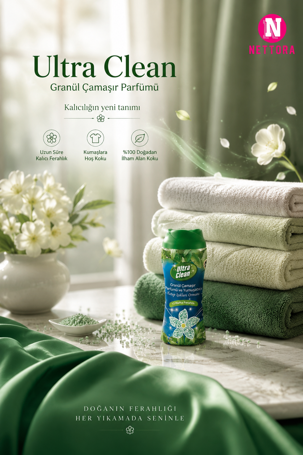 خرید خوشبو کننده و نرم کننده لباس اولترا کلین 275 گرم Ultra clean | نتورا شاپ