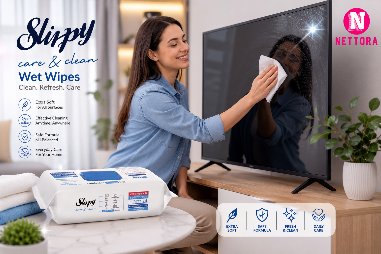 دستمال مرطوب چند منظوره اسلیپی ایزی کلین Sleepy Easy Clean