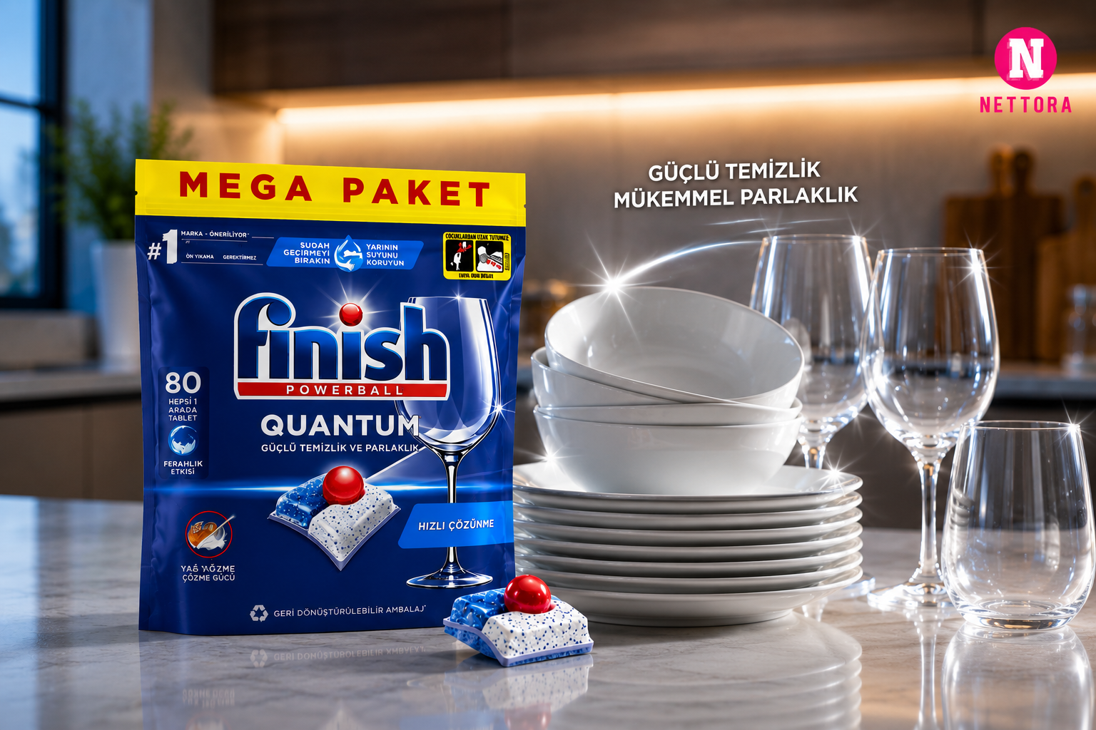قرص ماشین ظرفشویی 80 عددی فینیش کوانتوم  80Finish Quantum Powerball