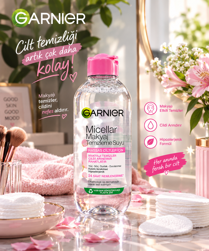 میسلار واتر گارنیر مناسب پوست حساس – Garnier Micellar Cleansing Water 400ml