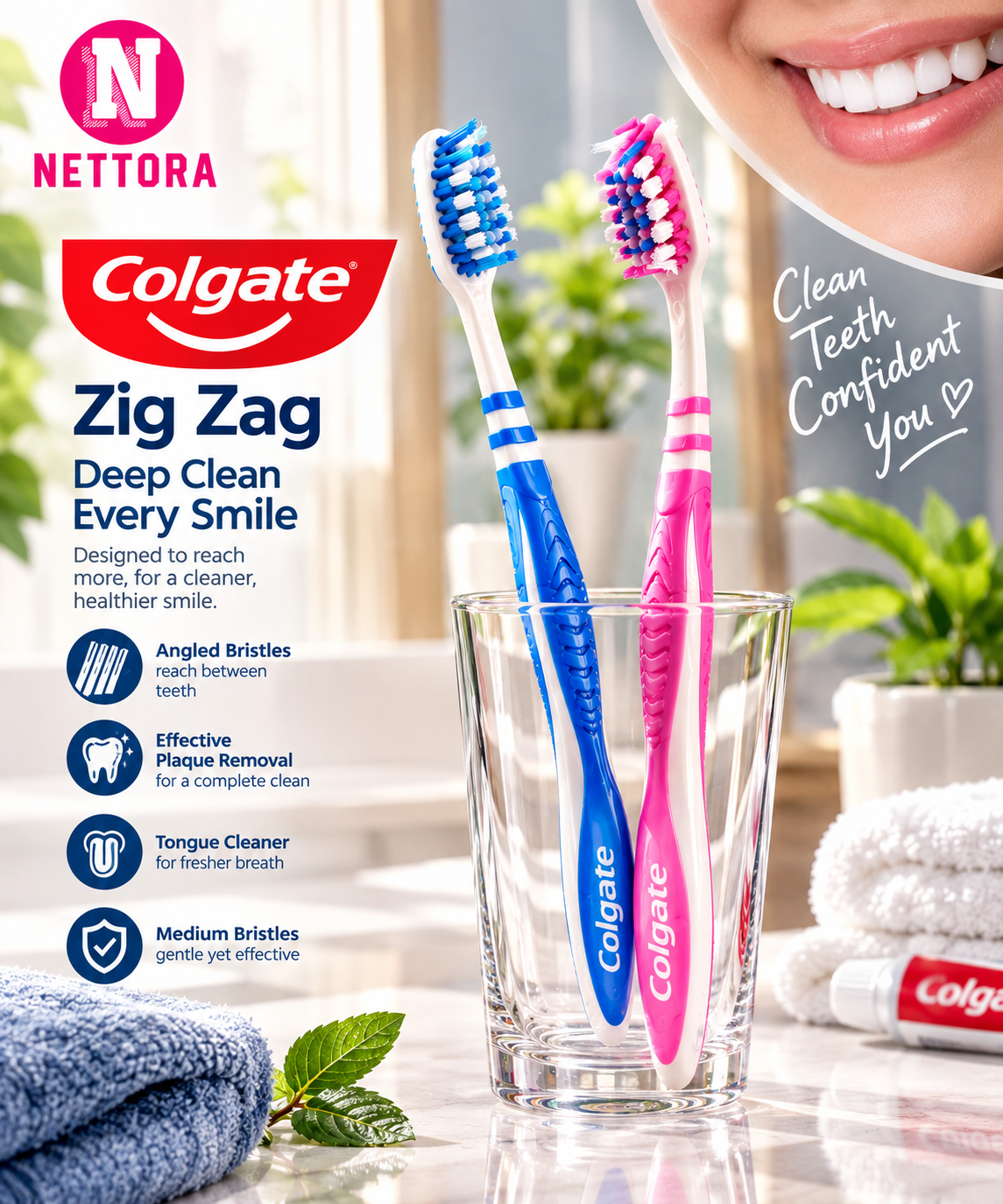 مسواک کلگیت زیگ‌زاگ متوسط 1+1 Colgate Zig Zag Medium