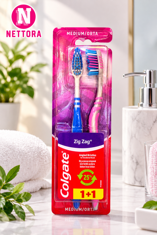 مسواک کلگیت زیگزاگ متوسط 1+1 Colgate Zig Zag Medium