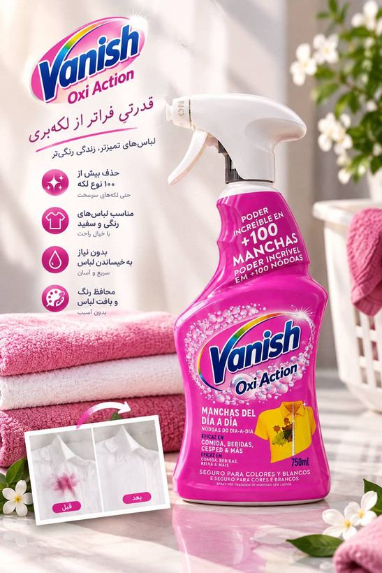 اسپری لکهبر لباس ونیش Oxi Action حجم ۷۵۰ میلیلیتر