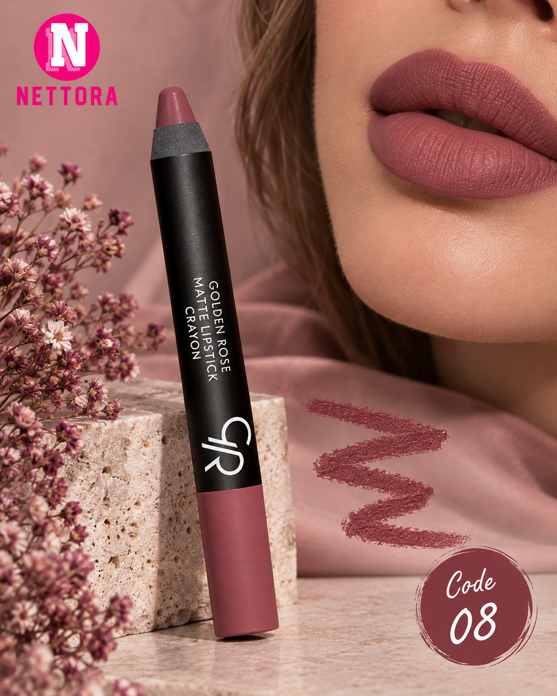 رژ لب مدادی مات گلدن رز Golden Rose Matte Lipstick Crayon